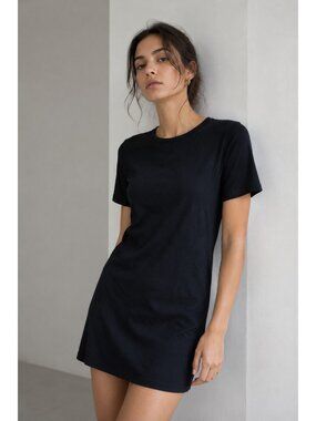 Wilfred Free Aritzia Black Ribbed Mini T-Shirt Dress Short Sleeve M